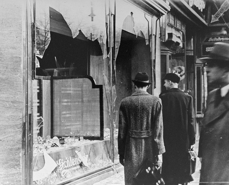 The aftermath of Kristallnacht