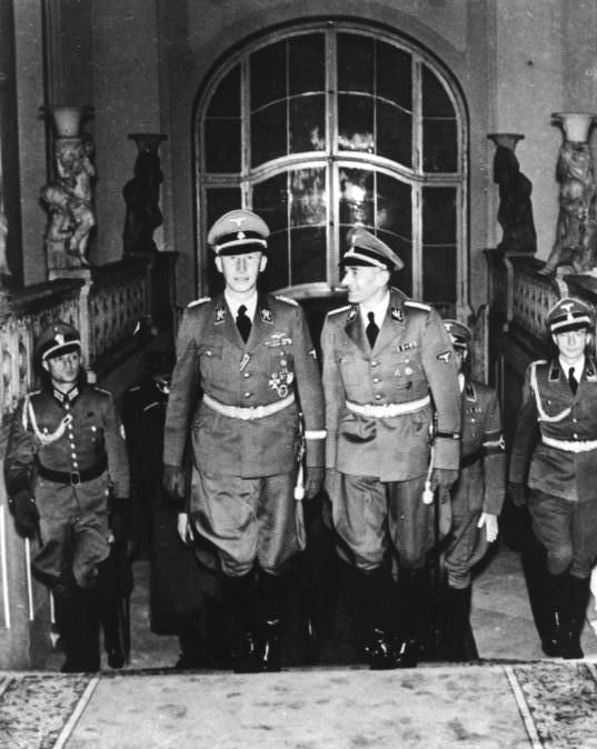 Heydrich with Karl Hermann Frank in Prague