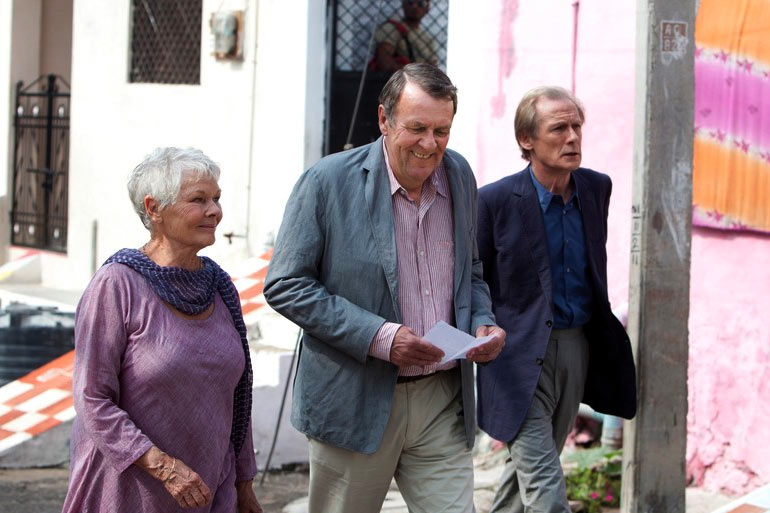 Dame Judi Dench, Tom Wilkinson, and Bill Nighy in The Best Exotic Marigold Hotel