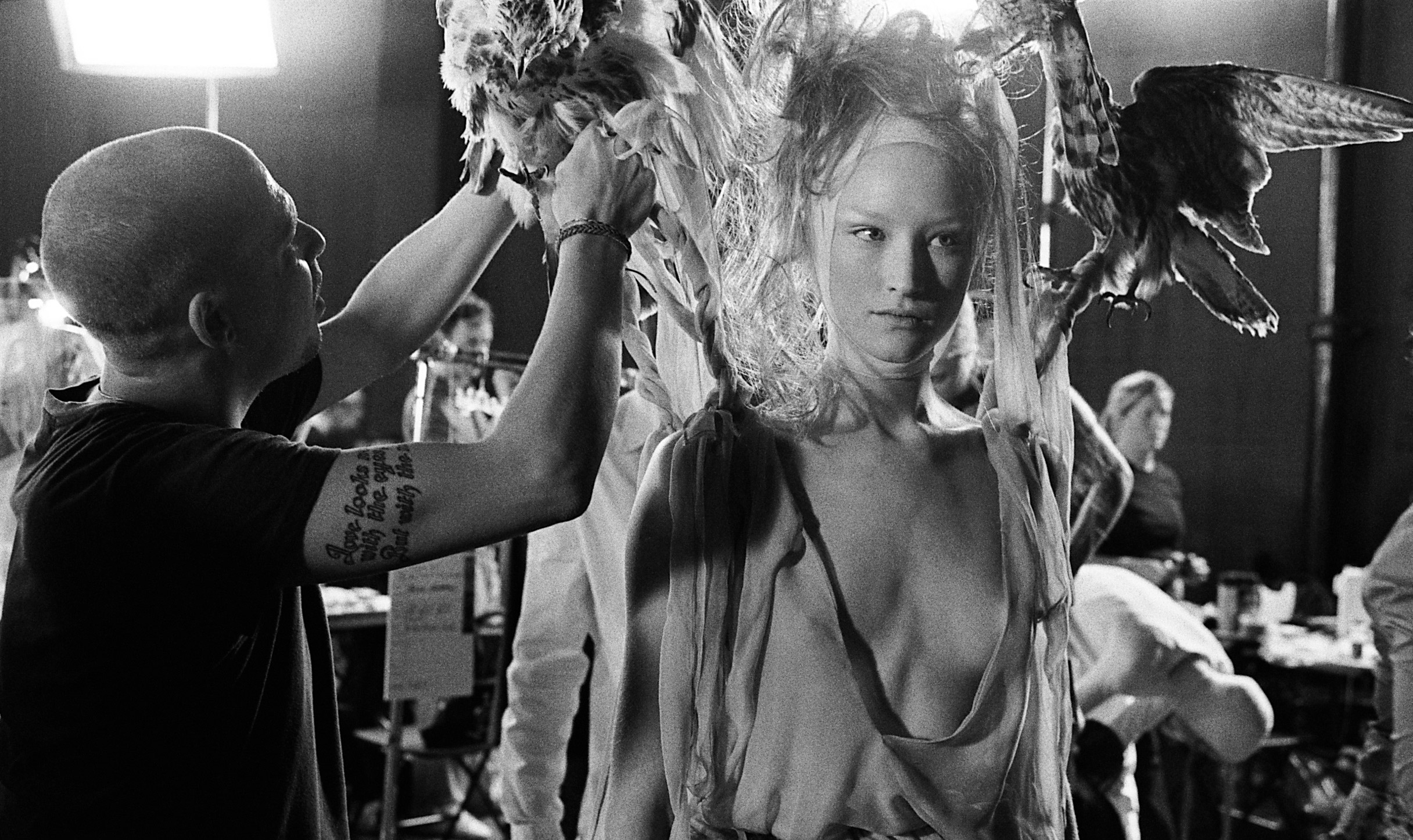 Alexander McQueen prepares Jade Parfitt for "Voss." Alexander McQueen prepares Jade Parfitt for "Voss."