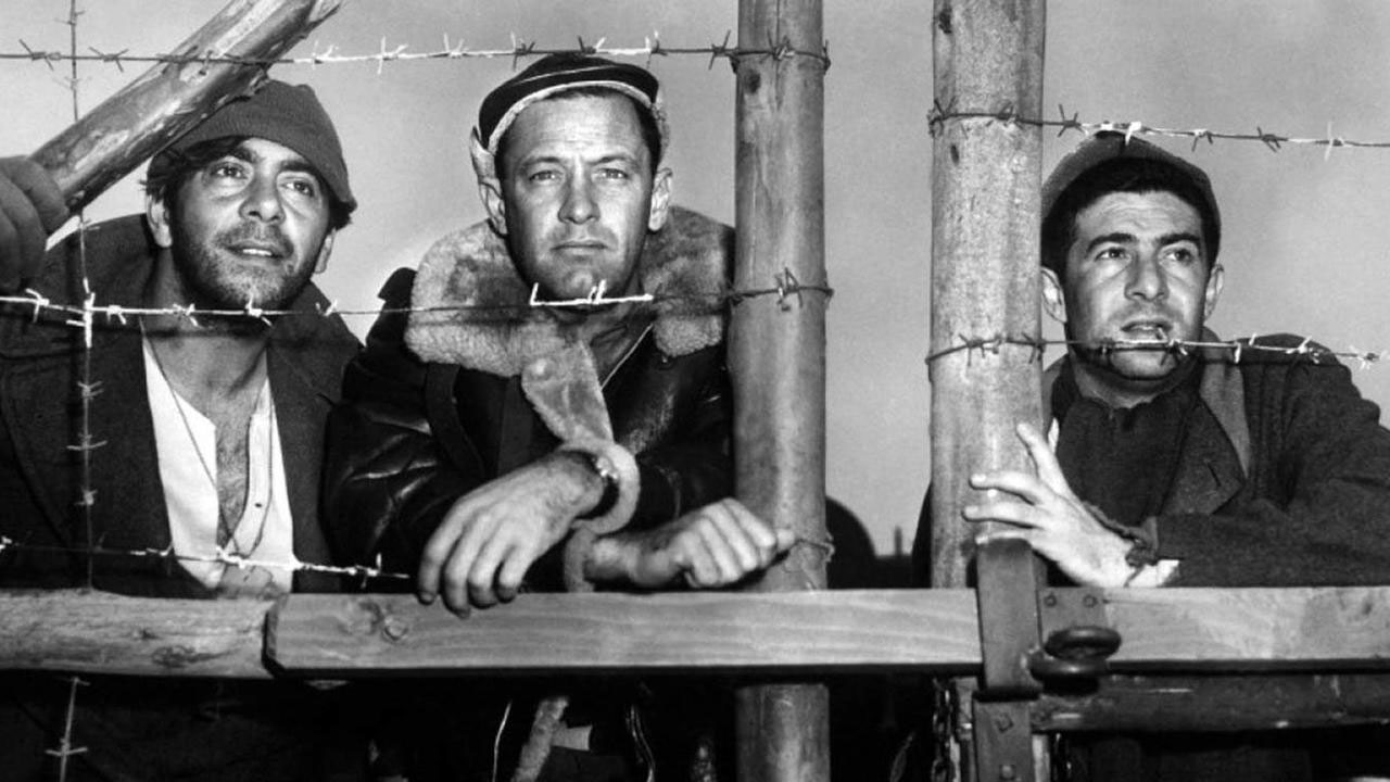 Robert Strauss, William Holden, and Harvey Lembeck in <em>Stalag 17</em>