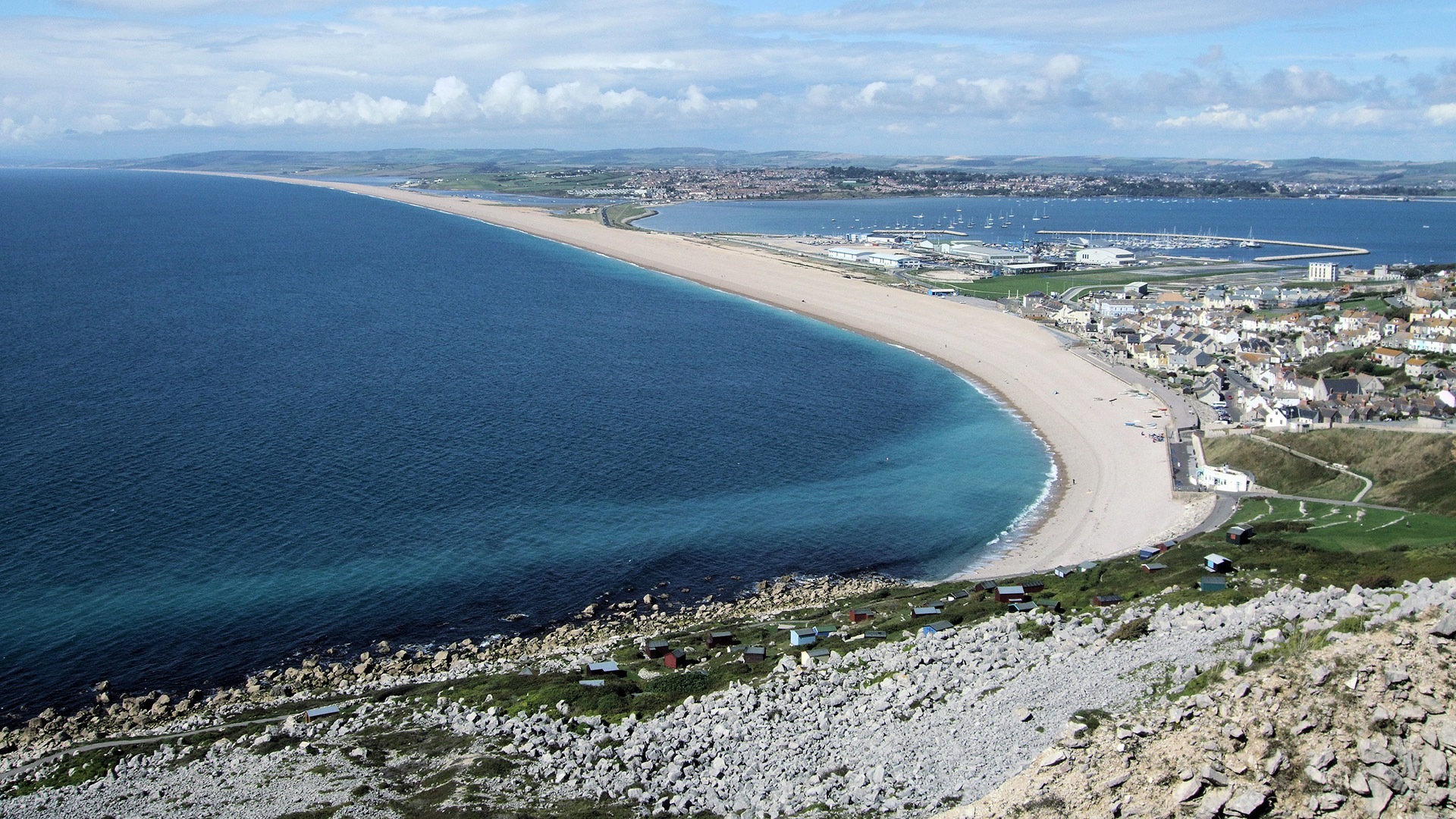 Chesil Beach from Portland, Britain's longest 'tombolo', Ch…